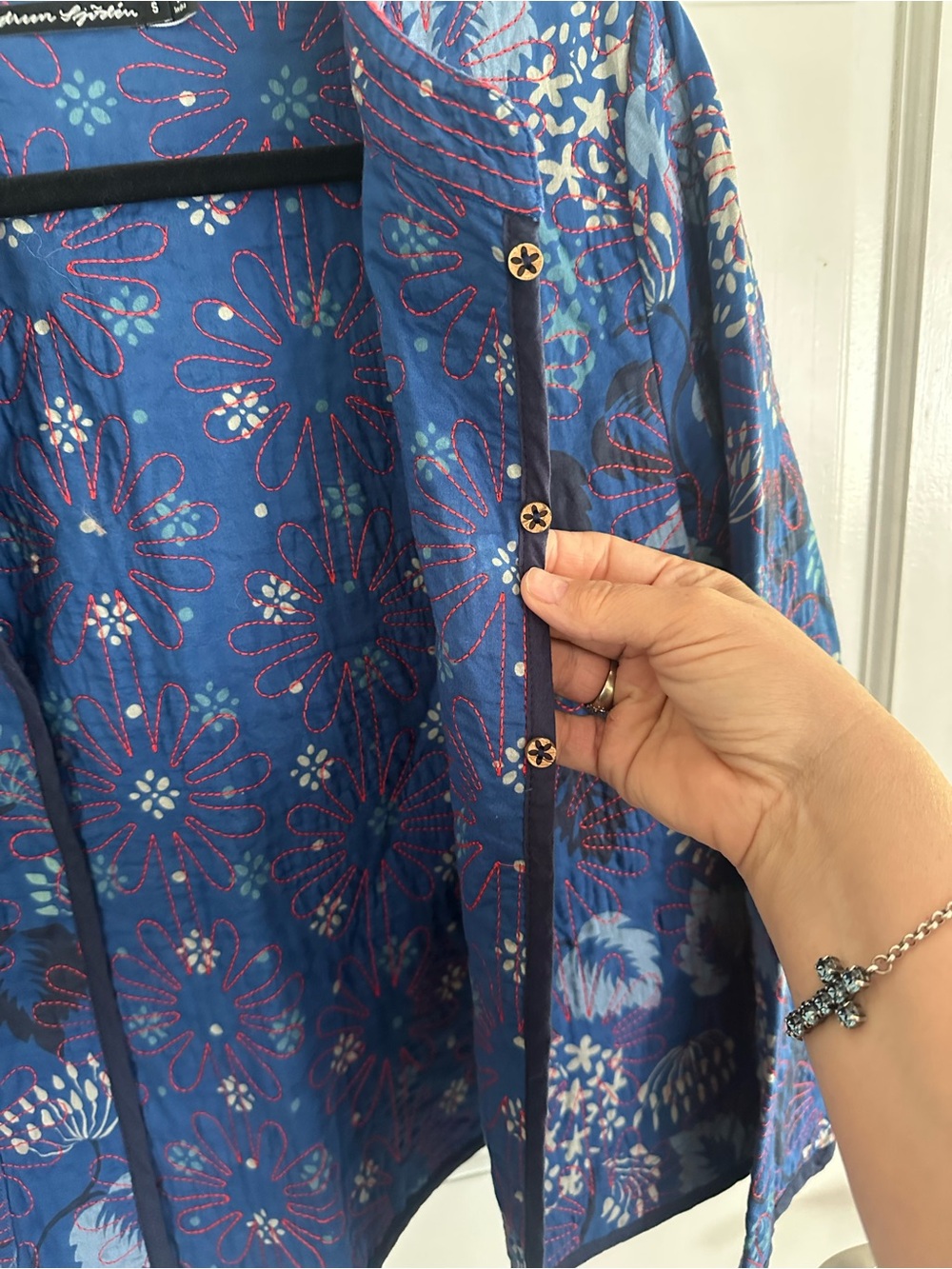 Gudrun Sjoden Blue Floral Quilted Jacket Small Chest 38 L 22 W40 like new - Picture 6 of 9